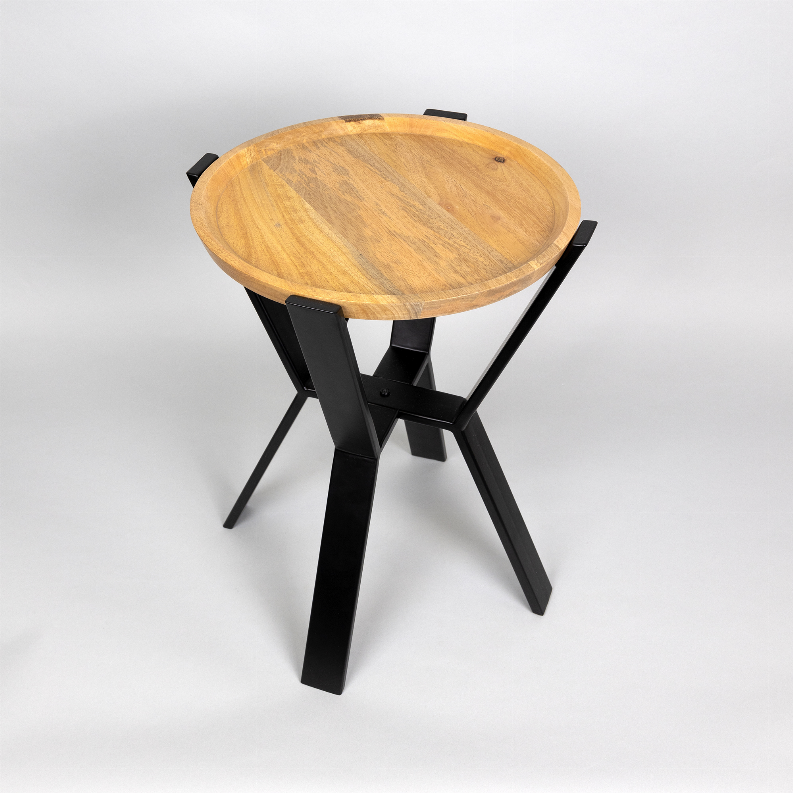 Acaia Wood & Iron End Table