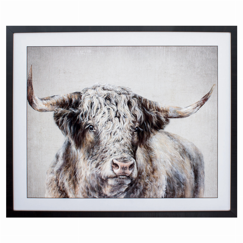 36" X 30" Brown Frame Grand Kyloe Bull