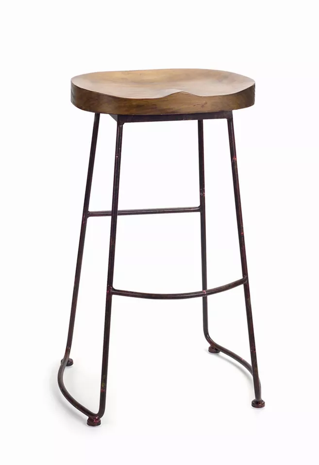 Wood Stool 30.5"H Wood/Metal