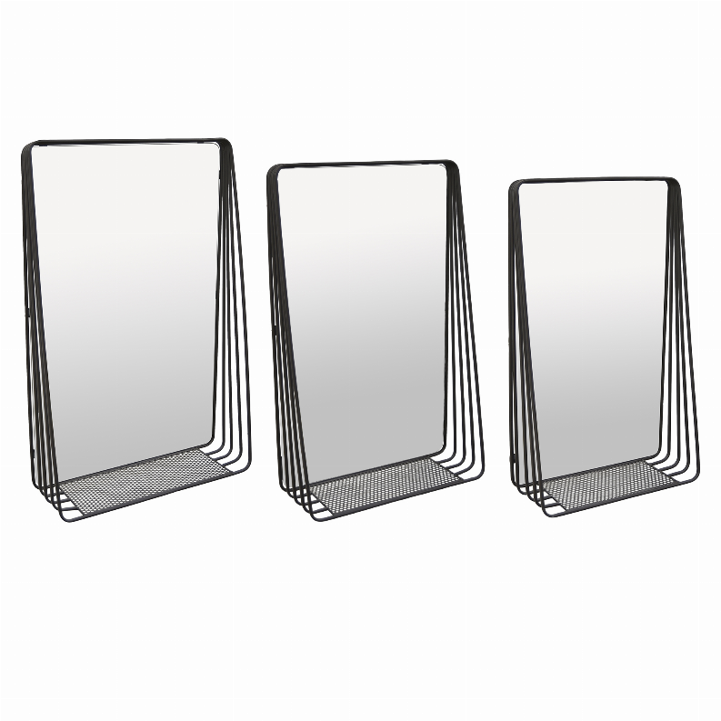 Plutus Brands Metal Wall Mirror With Shelf in Colored Metal Set