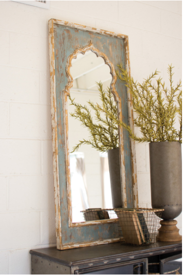 Painted Wooden Mirror. 24" X 52.5"T Mirror 15.5" X 41.5"T