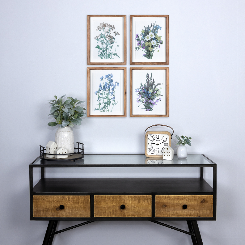 Farmhouse Set of 4 Multicolor Wildflowers Framed Wall Art