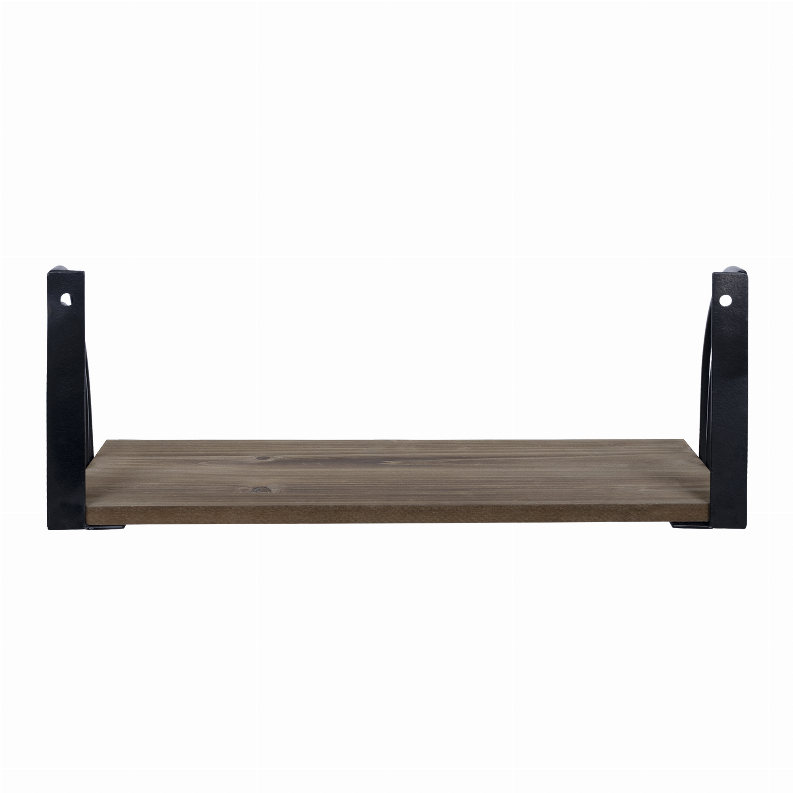 Farmhouse Set of 2 Matte Black Arched Metal and Wood Wall Shelves