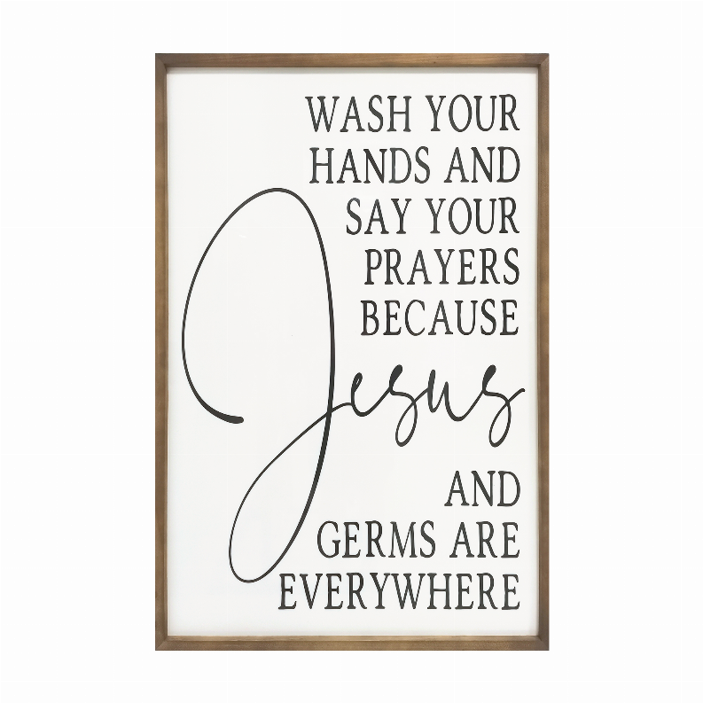 Farmhouse Jesus and Germs Are Everywhere High Gloss Wall Art