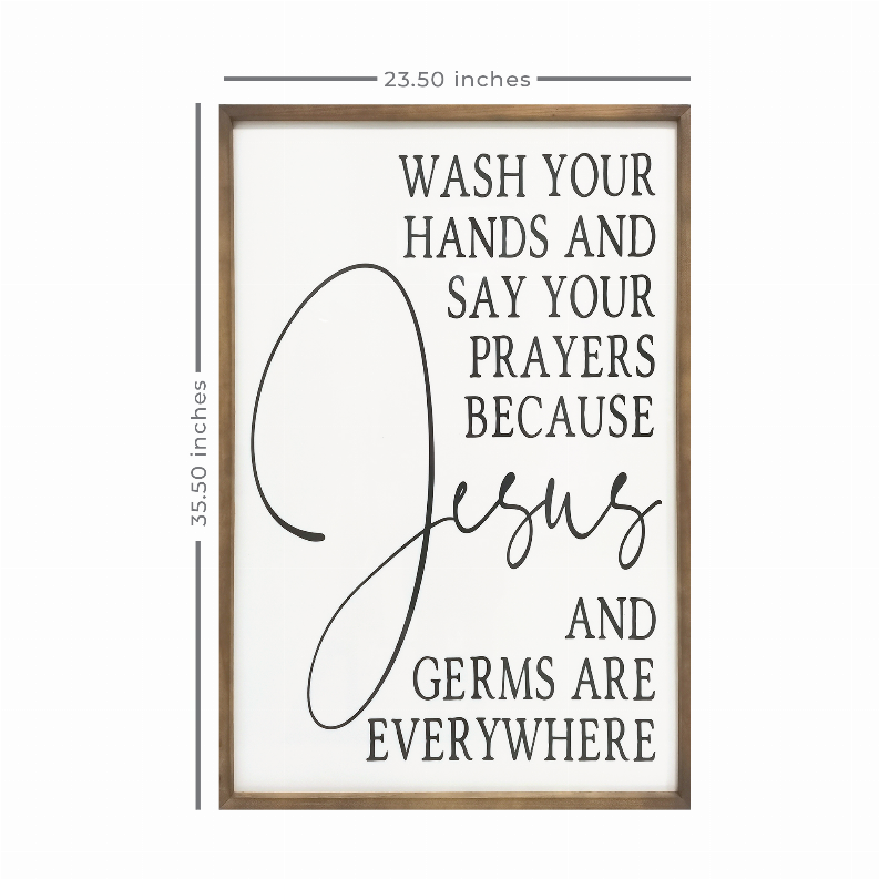 Farmhouse Jesus and Germs Are Everywhere High Gloss Wall Art