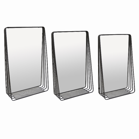 Plutus Brands Metal Wall Mirror With Shelf in Colored Metal Set