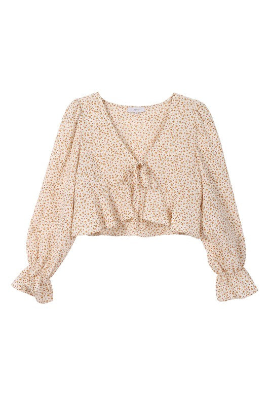 LS floral frill blouse